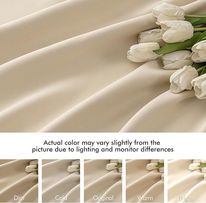 MIULEE Back Tab Cream Beige Curtains 84 Inch Length 2 Panels Set - Image 8