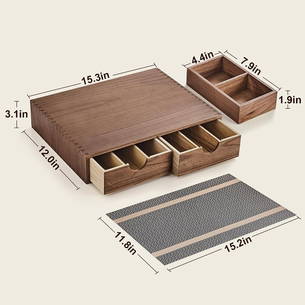 SMARTAKE Wooden Coffee Pod Organizer Storage Box Coffee Tea Organizer