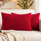 MIULEE Christmas Red Decorative Lumbar Throw Pillow Covers 12x20 Inch by MIULEE