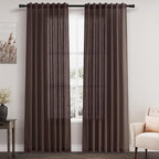 Nanspring Coffee Linen Blend Drapes 84 Inch Length 2 Panels Set Back Tab Rod by Nanspring