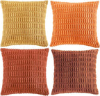 Fancy Homi Set of 4 Burnt Orange Fall Boho Decorative Throw Pillow Covers 26x26 - Image 8