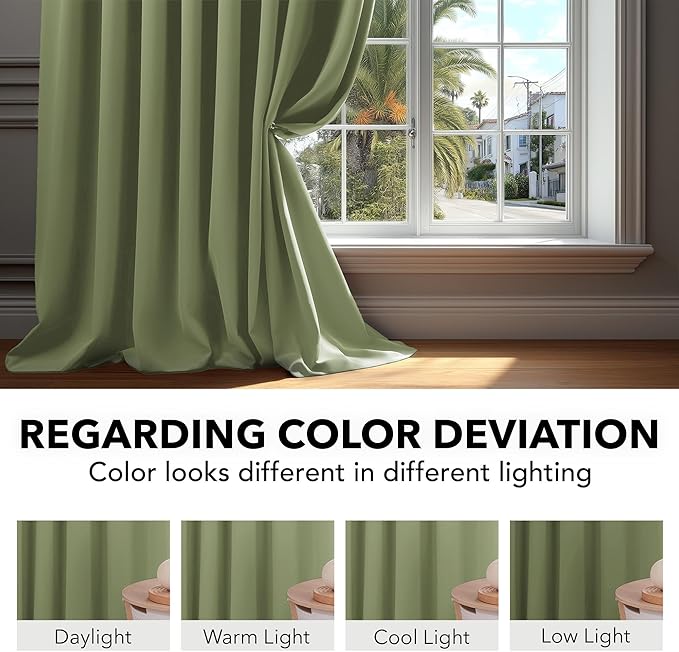 Deconovo Blackout Curtains, Thermal Insulated, W52 x L72 2 Panels, Back Tab - Image 6