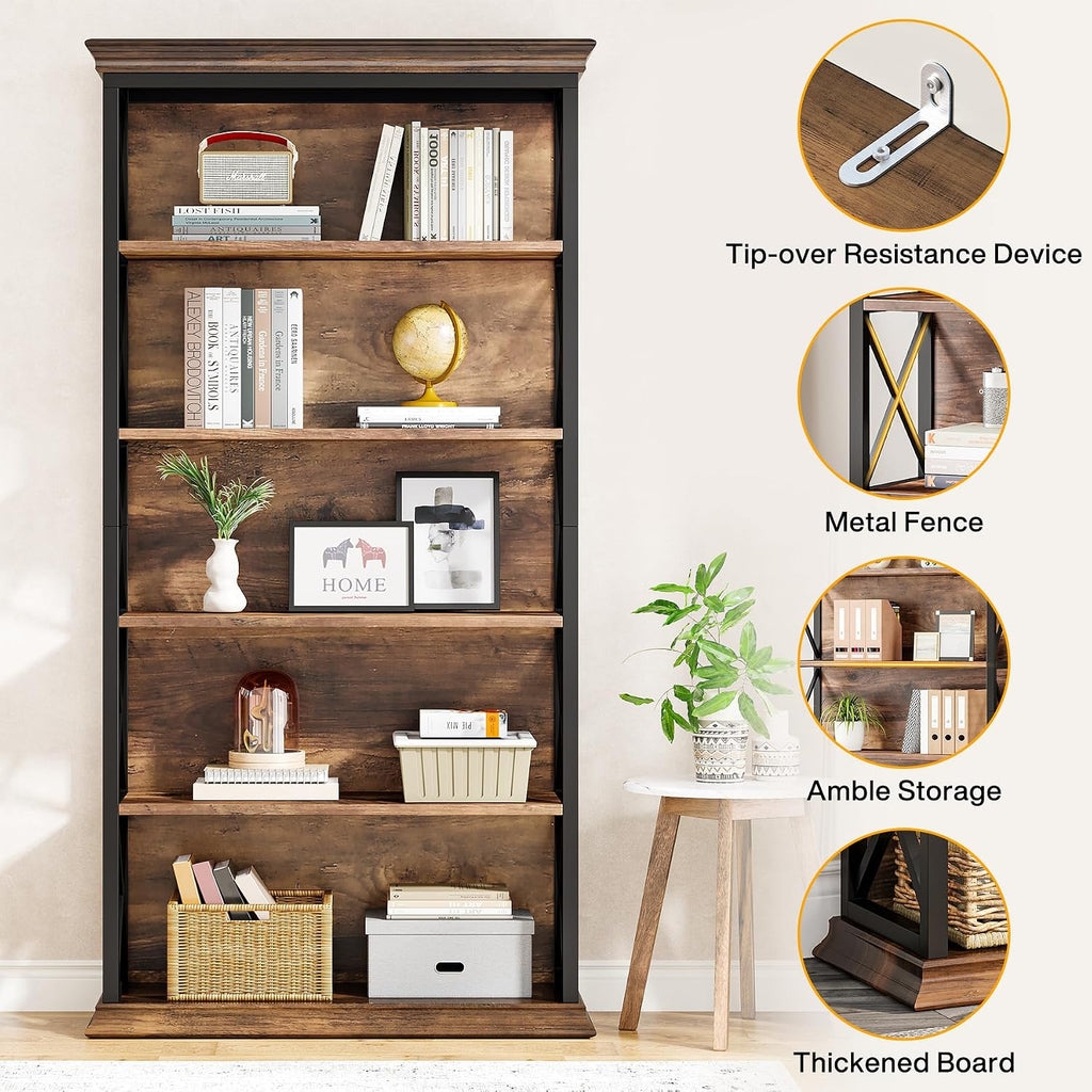 Tribesigns 6-Tier Bookcase, 71 Inches Industrial Bookshelves and Bookcase