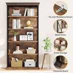 Tribesigns 6-Tier Bookcase, 71 Inches Industrial Bookshelves and Bookcase