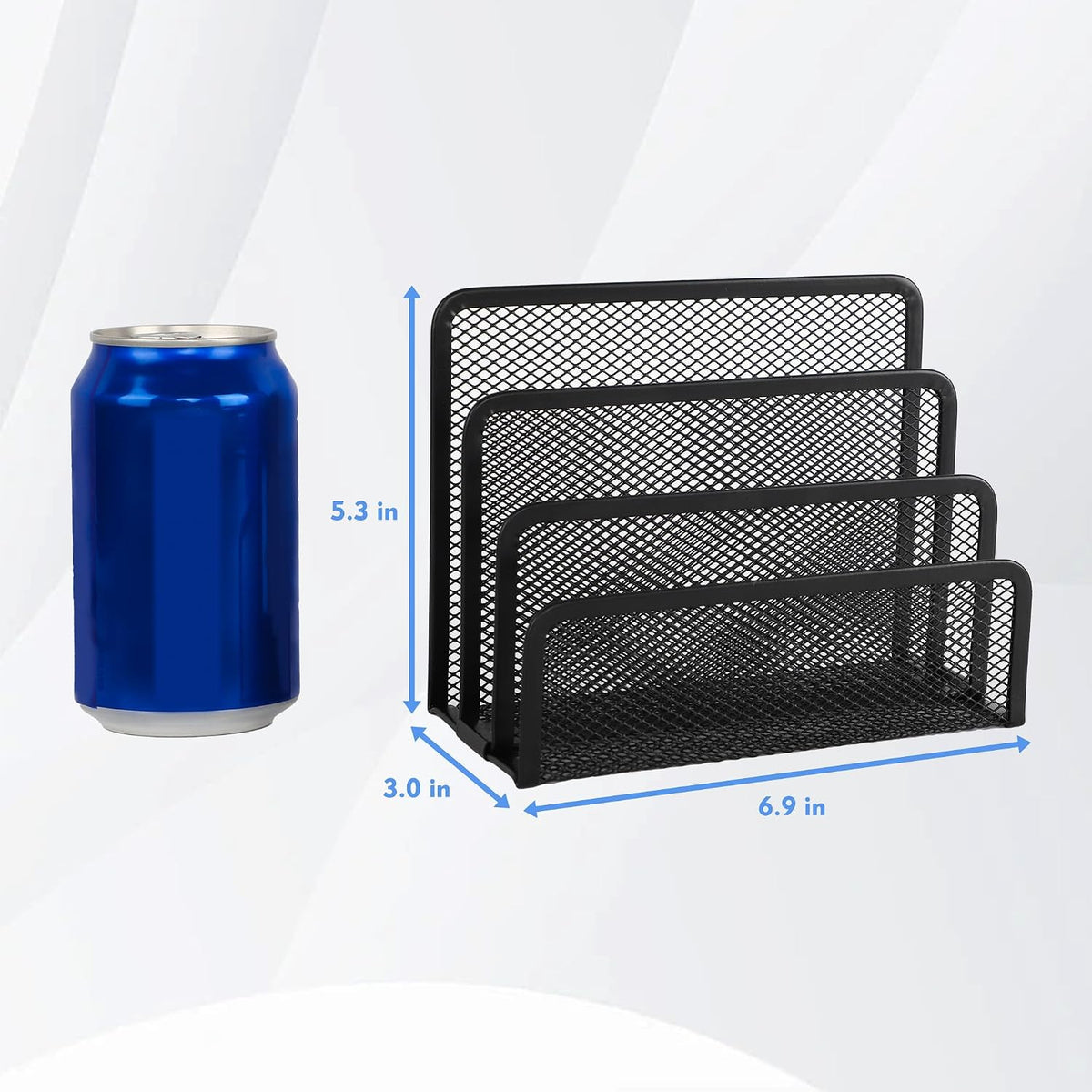 EASEPRES Desk Mail Organizer, Office Small Desktop Metal Mesh Envelope Letter Sorter Paper File Holder Organizer with 3 Vertical Upright Compartments, Black 2 Pack