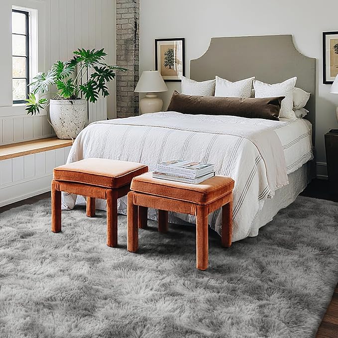 5x7 Ft Shag Area Rug for Bedroom, Tie Dyed Ultra Soft Fluffy Furry Rugs for - Image 3