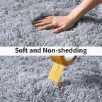 Fluffy Shag Runner Rugs for Bedroom Hallways, 2x8 Grey Long Soft Throw Area Rug - Image 7