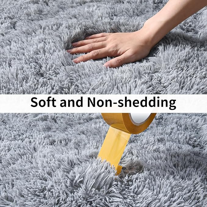 Fluffy Shag Runner Rugs for Bedroom Hallways, 2x8 Grey Long Soft Throw Area Rug - Image 7