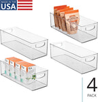 iDesign Plastic Stackable Pantry Bin with Handles, Set of 4, Clear
