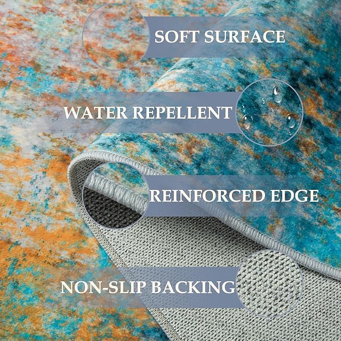 Washable Area Rugs 8'x10' Non-Slip Modern Abstract Soft - Image 3