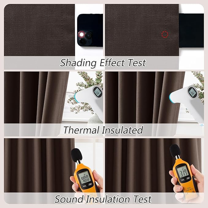 Guken Brown 100% Blackout Curtains 63 Inch Length 2 Panels Set - Image 5