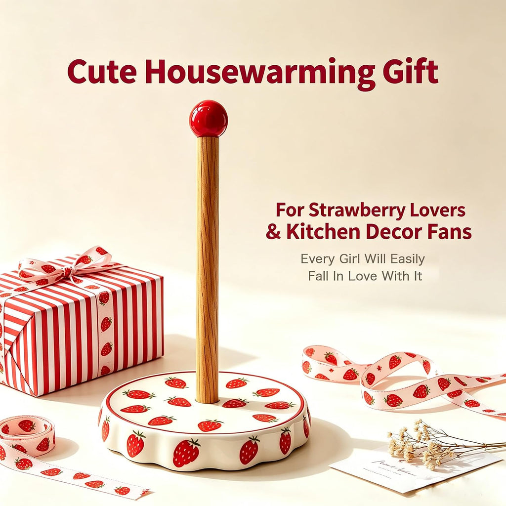 Ceramic Strawberry Paper Towel Holder Countertop Cute Kitchen Accessories