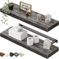QEEIG Bathroom Long Floating Shelves for Wall (Grey, Set of 2, 23.6")