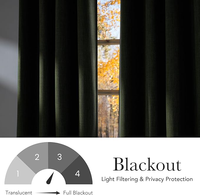 NICETOWN Short Faux Linen Froest Green Blackout Curtains 63 inches Long - Image 6