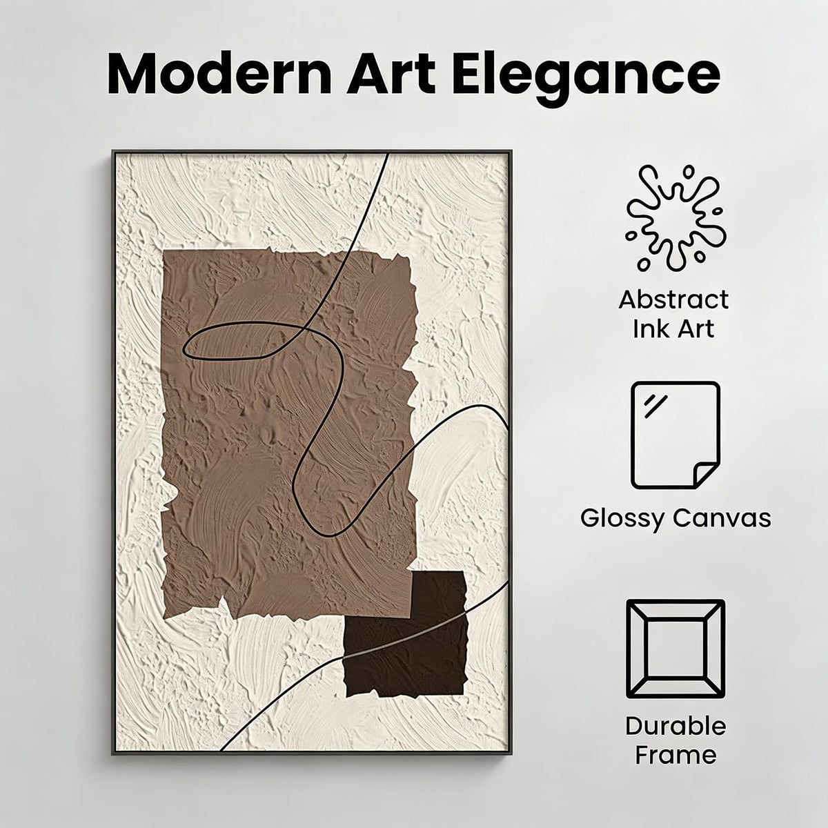 QKF Earth Geometric 3D Texture Black Aluminum Frame Canvas Wall Art