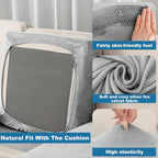 Couch Cover 6-Piece Elastic Velvet Couch Cushion Covers & Chaise Slipcovers - Image 4