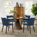 COLAMY Upholstered Dining Chairs Set of 4, Modern Kitchen & Dining Room Chairs with Curved Back, Fabric Padded Seat and Solid Wood Legs, Side Chairs for Restaurant, Cafe & Home, Beige