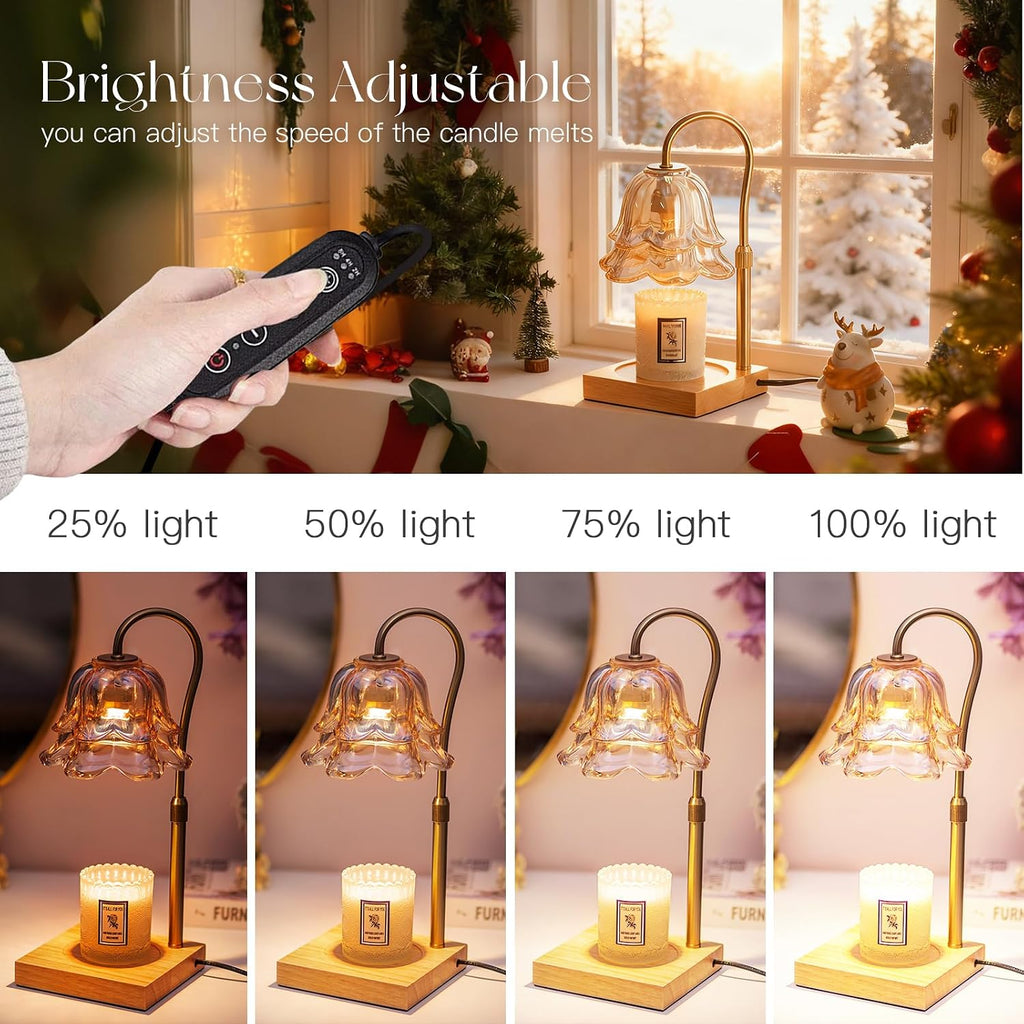 Candeldo Candle Warmer Lamp Gift Set, Christmas Box, Gold Floral Glass