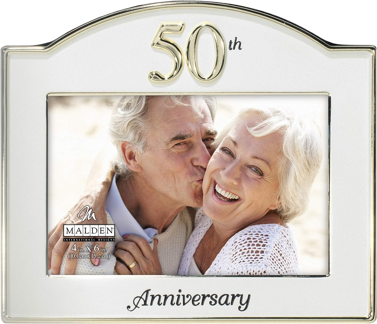 Malden International Designs Wedding 50th Anniversary Two Tone Picture Frame, 4x6, Gold/Silver