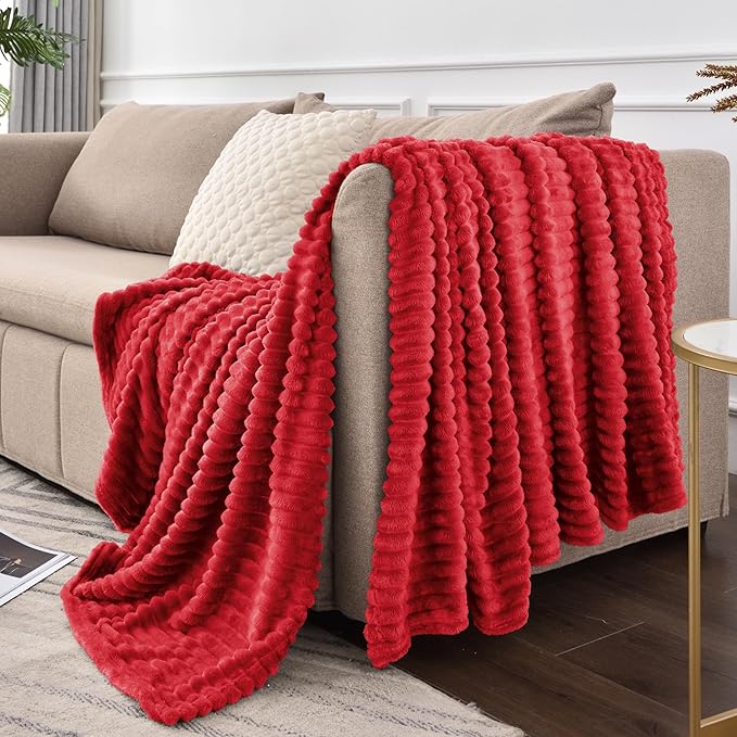BEDELITE Fleece Blanket Twin Size – 3D Ribbed Jacquard Soft and Warm Decorative - Image 9