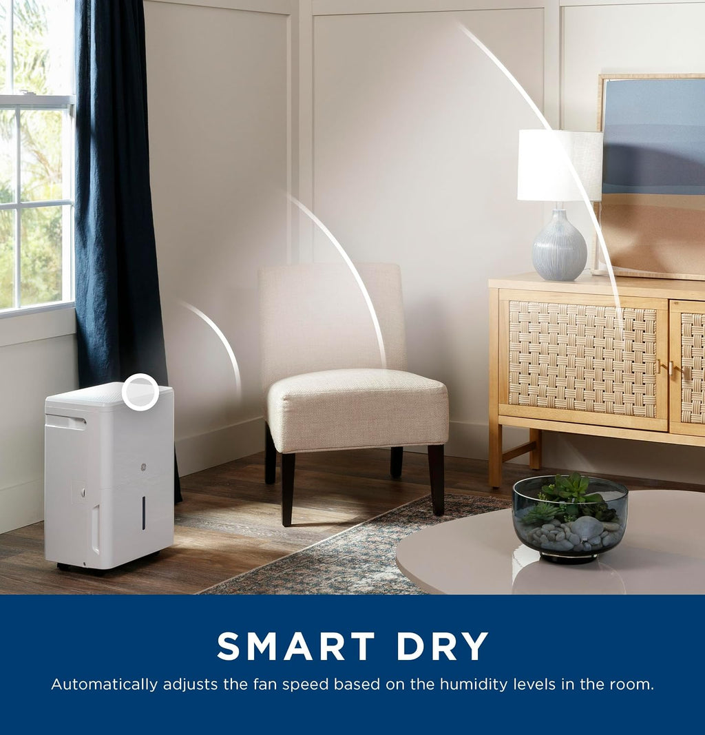 GE Dehumidifier 35 Pint Basement Bedroom Bathroom Drain 3000 Sq