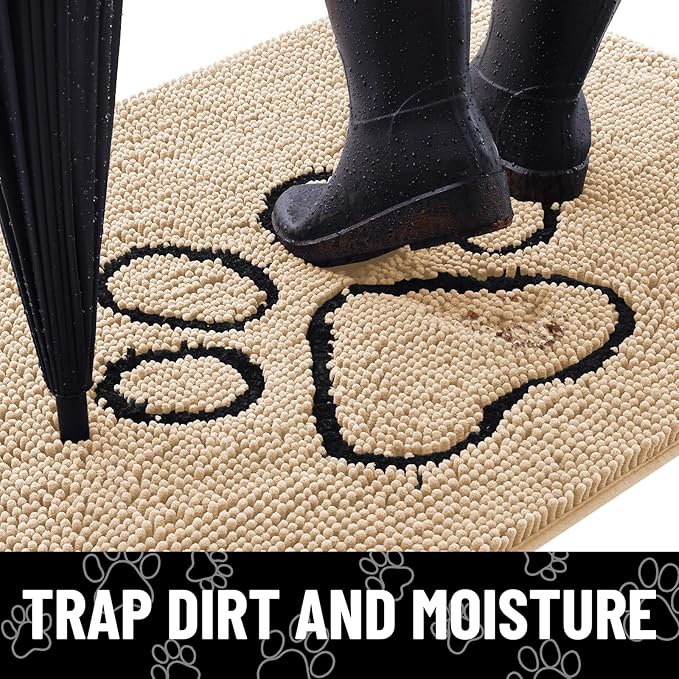 Smiry Dog Door Mat for Muddy Paws, Absorbent Dirt Trapper Non Slip Quick Dry - Image 2
