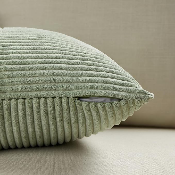 Fancy Homi 2 Packs Sage Green Decorative Throw Pillow Covers 20x20 Inch - Image 4