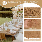35x120 Inch Nude Cheesecloth Table Runner Neutral Boho Wedding Party Decor