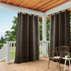 TOWN & COUNTRY BASICS Cabana Solid Heavyweight Indoor Outdoor Curtains, Light Filtering Opacity with Grommet Top, Water Repellent, 2-Pack Set, 54"x96", Chocolate