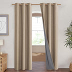 NICETOWN Burlap Vintage Open Linen Weave Flax Thermal Curtains, 100% Blackout - Image 2