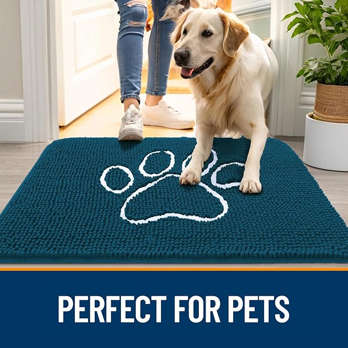 OLANLY Dog Door Mat for Muddy Paws 59x24, Paw Print Design, Absorbs Moisture - Image 6