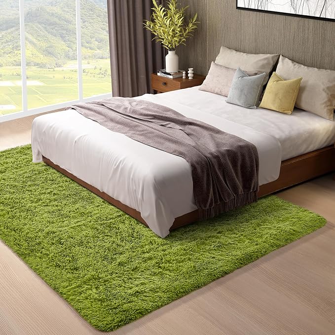 Ophanie Green Rugs for Living Room 5x8, Grass Shag Fluffy Large Fuzzy Plush - Image 5