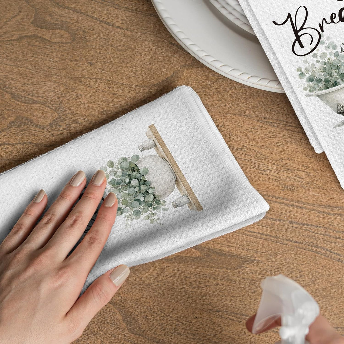 Vintage Farmhouse Eucalyptus Leaf Hand Towels 16x24 Inch 057-XC