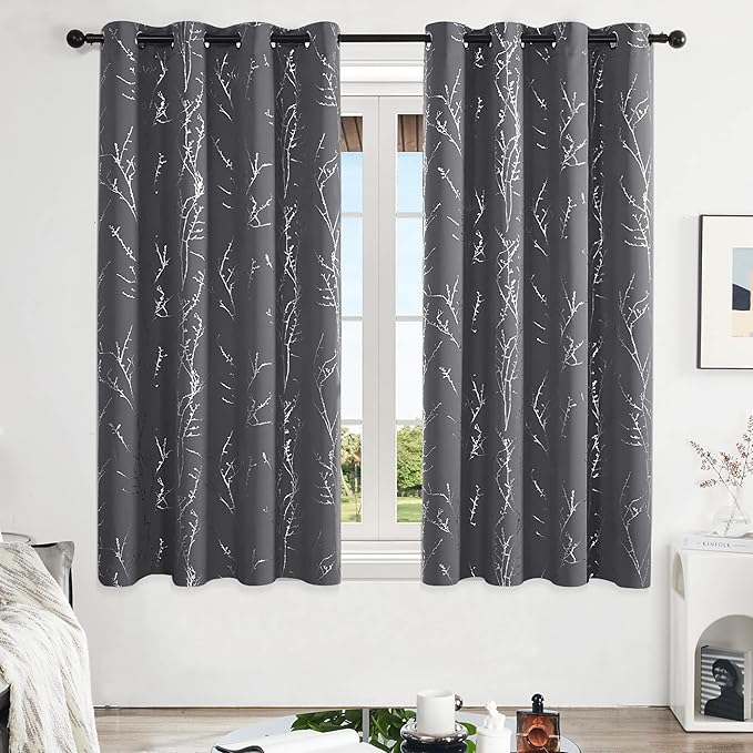Deconovo Grey Blackout Curtains, Thermal Insulated Soundproof Drapes, 52 x 63 - Image 2