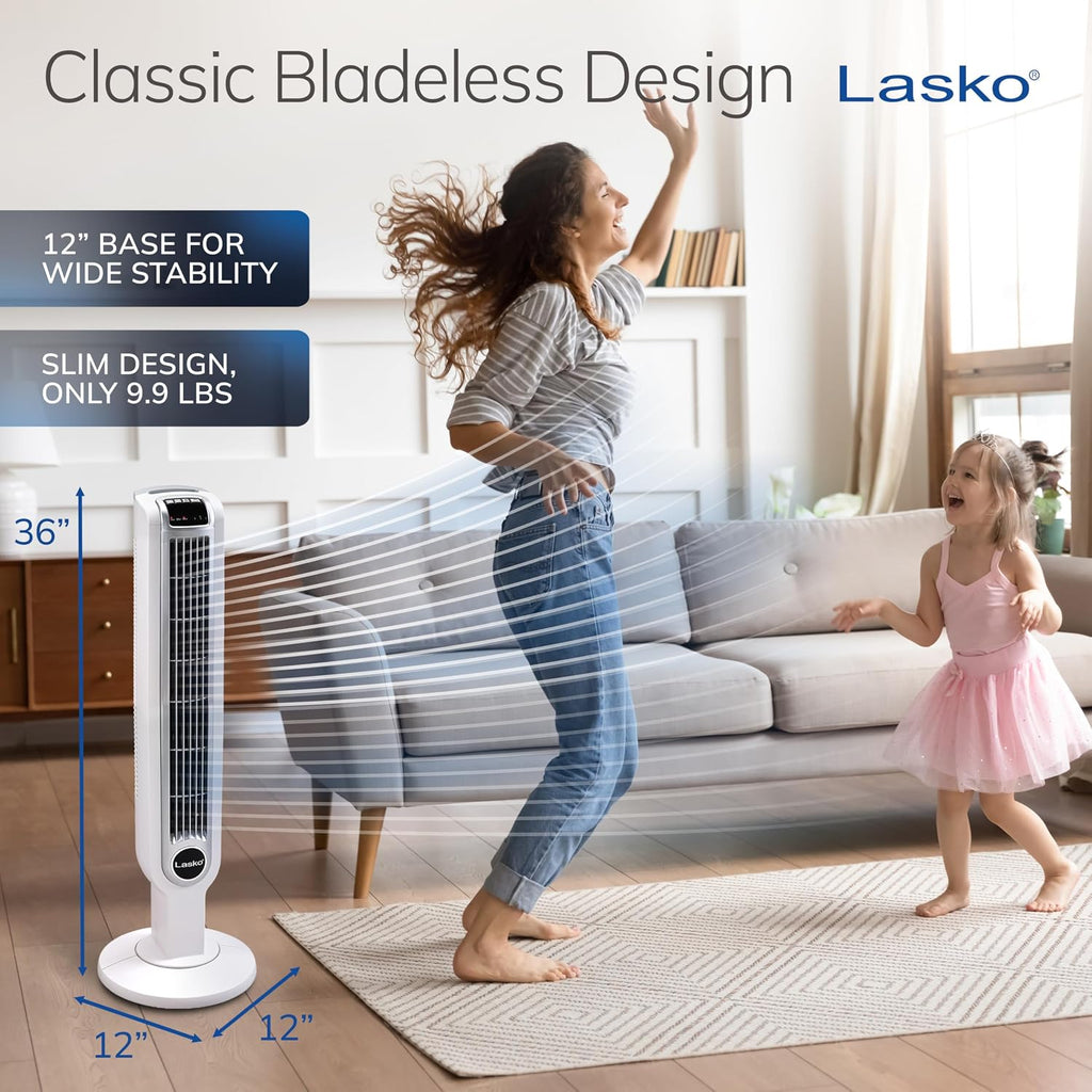 Lasko Oscillating Tower Fan with Remote Control - 36" - 2510 - White