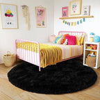 4'x4' Black Round Rug for Bedroom, Ultra Soft Fluffy Circle Rug for Kids Girls - Image 6