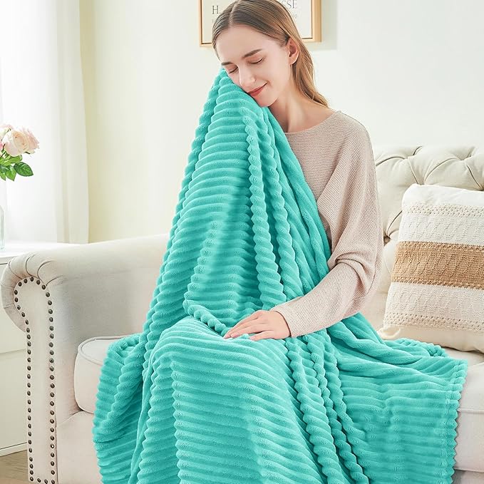 BEDELITE Fleece Blanket Twin Size – 3D Ribbed Jacquard Soft and Warm Decorative - Image 4
