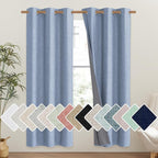 NICETOWN Stone Blue Vintage Linen 100% Blackout Curtains by NICETOWN