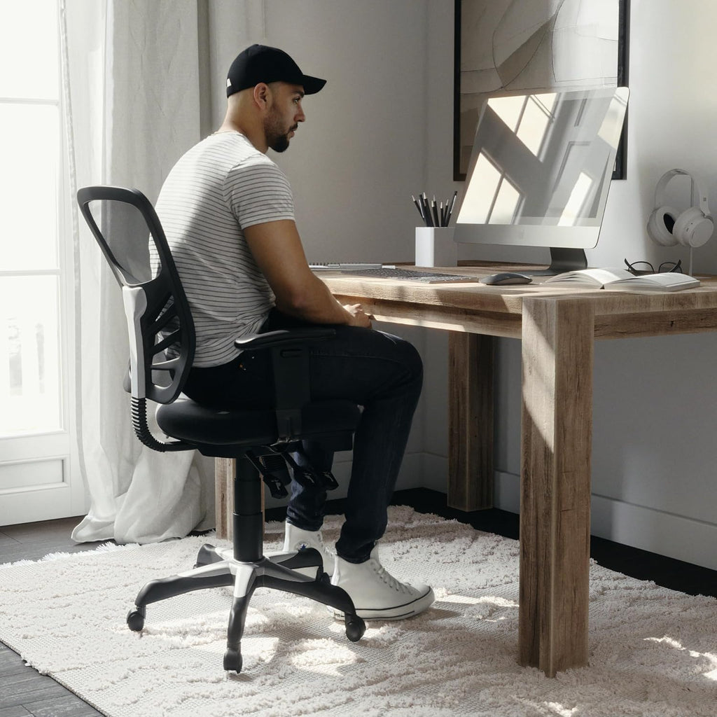 Flash Furniture Mid-Back Black Mesh Multifunction Executive Swivel Ergonomic Office Chair with Adjustable Arms