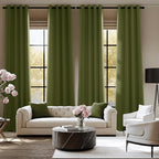NICETOWN Room Darkening Draperies Curtains Panels, 2 Panels Olive Green W52 x - Image 2