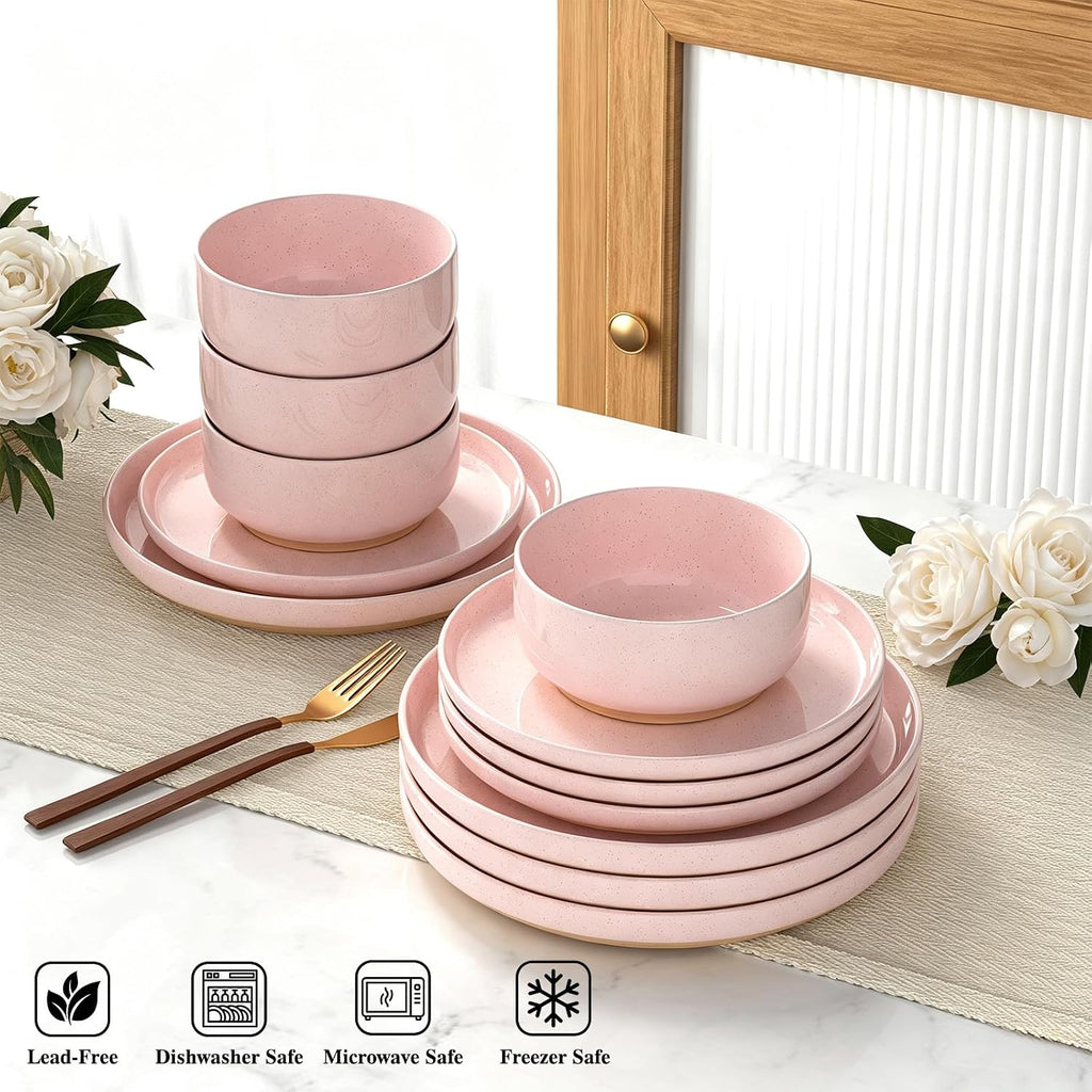 Umite Chef Ceramic Dinnerware Set for 4, 12-Piece Plates and Bowls Set