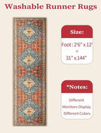 SERISSA Runner Rug for Hallways, Extra Long Boho Rug Ultra Soft Vintage Tribal - Image 3