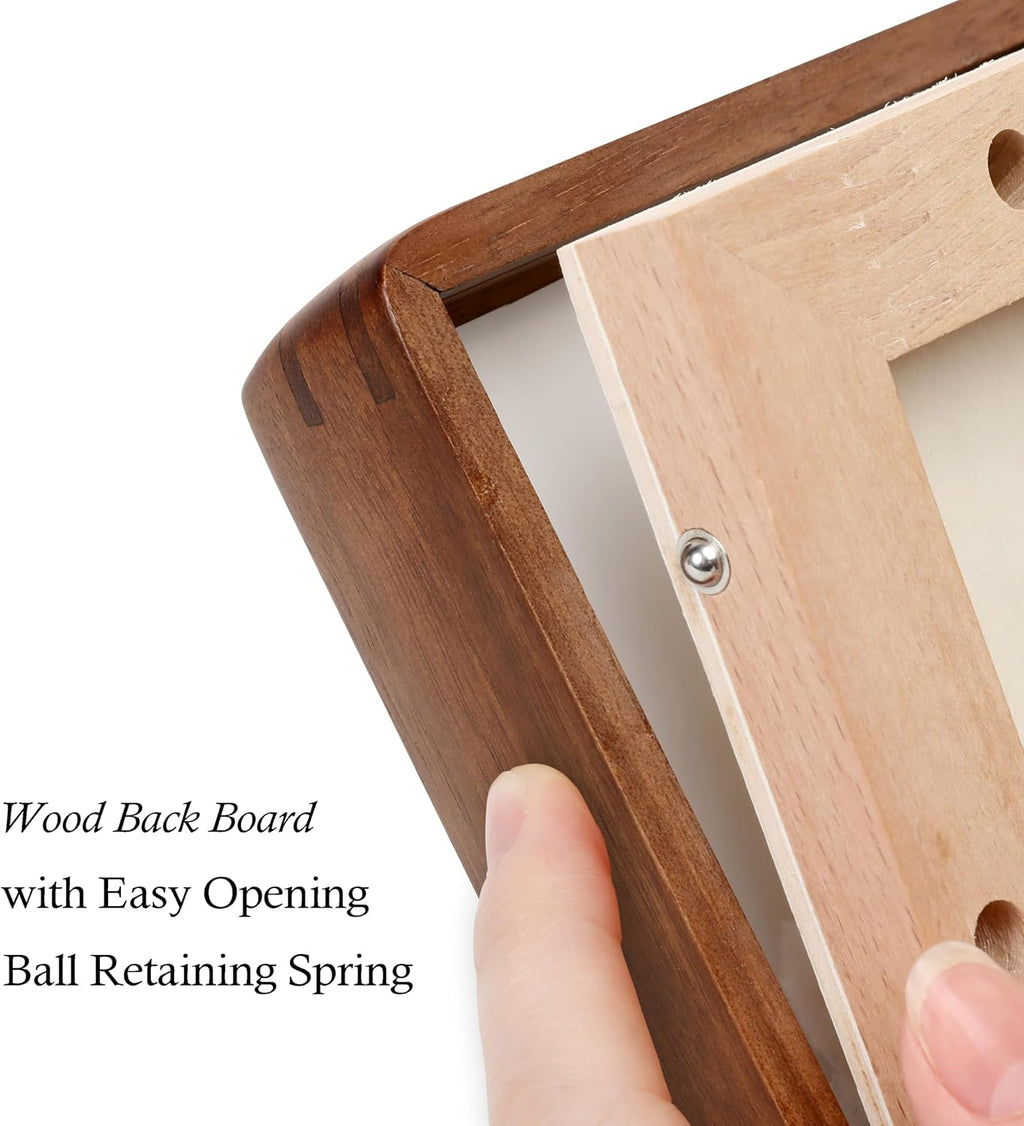 11x14 Picture Frames Walnut Solid Wood with Real Glass Vertical Horizontal Standing Display Photos 5x7/8x10 with Mat or 11x14 Without Mat Lovely Gift for Desk Tabletop Wall Mount H14