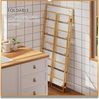 4NM No Assembly 5 Tier Folding Bookshelf Tall Storage Shelves Vintage Bookcase Standing Racks for Bedroom Living Room Home Office
