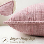 decorUhome Chenille Decorative Throw Pillow Covers 20x20 Set of 2, Pink