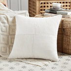 Fancy Homi 2 Packs Cream White Decorative Throw Pillow Covers 18x18 Inch - Image 2