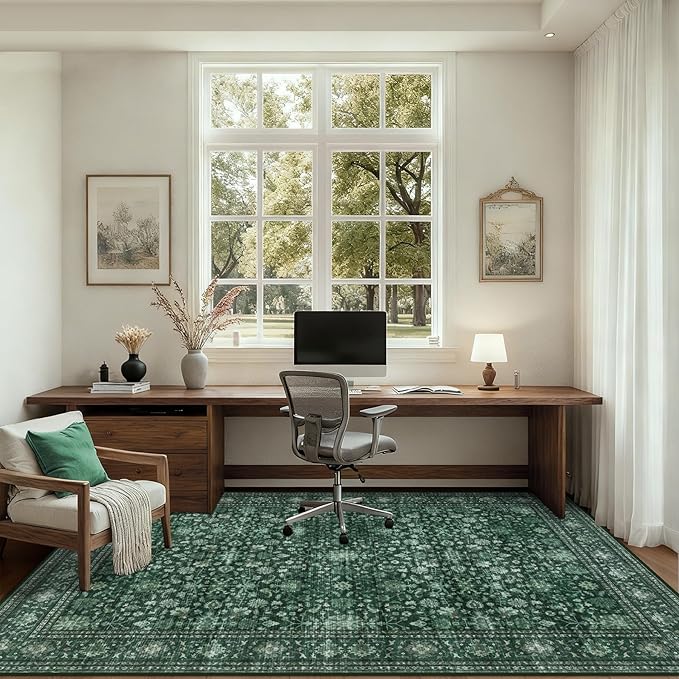 6x9 Area Rugs Living Room Rug: Washable Vintage Distressed Floral Rug No Slip - Image 6