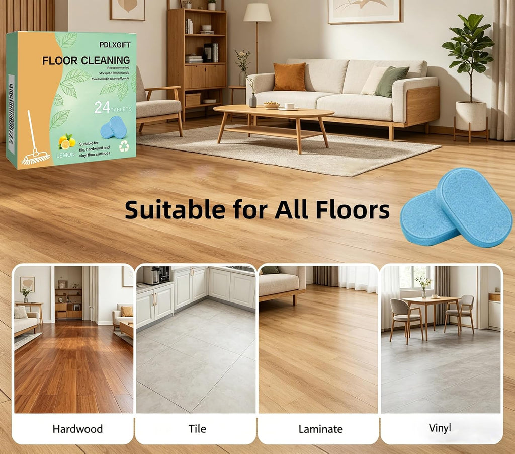 Floor Cleaner Tablets, 24pcs Multi-Surface Floor Cleaner Solution | Pet Safe, No Residue, No Streaks,Robot Mop Safe Quick Dissolve Floor Cleaning Tablets for Wood Tile Laminate