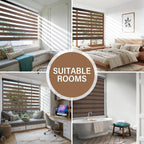 AOSKY Cordless Zebra Blinds for Indoor Windows, 34" W x 72" H, Brown