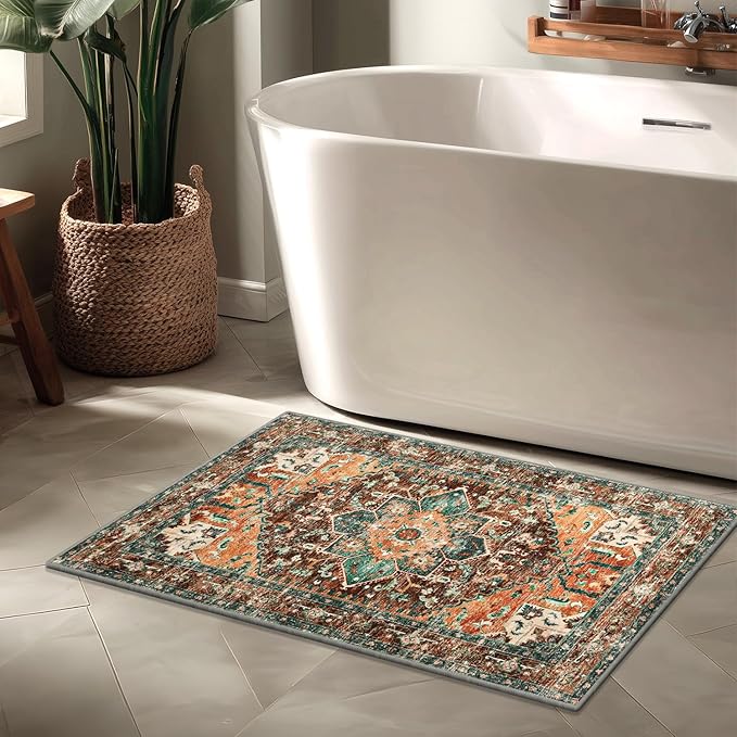 Yamaziot Washable Area Rug, 2x3 Small Entryway Rug Non-Slip Boho Vintage Rug - Image 6